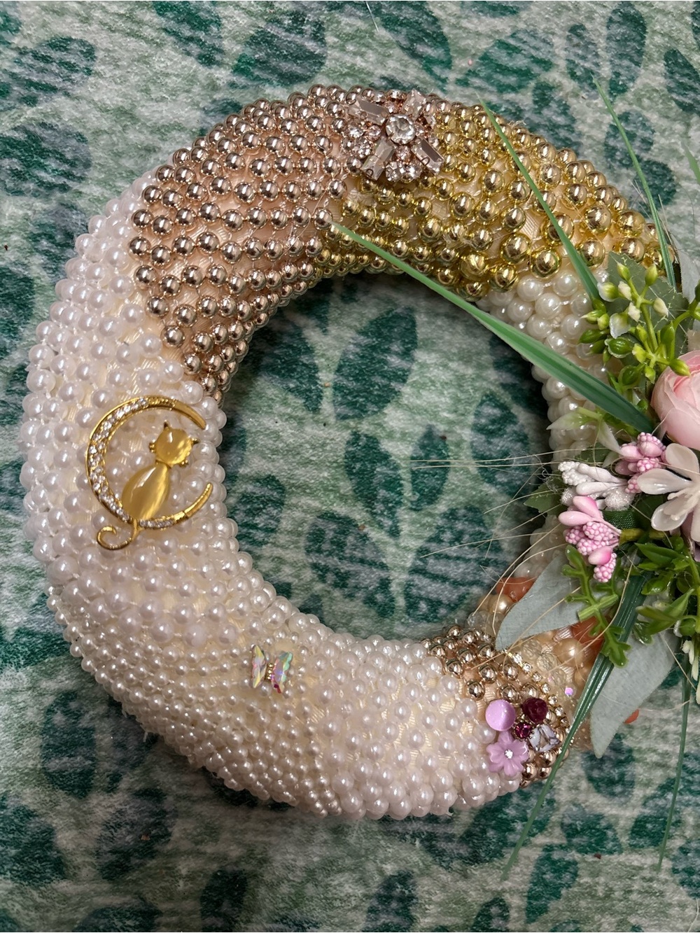 Beaded Wreath with Flowers and Accents